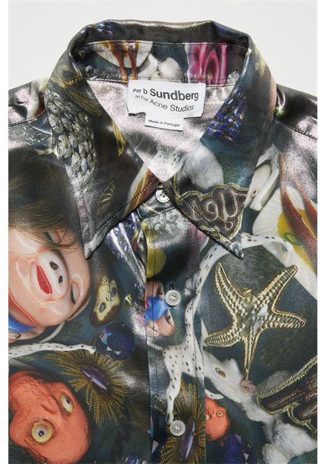 camicia con stampa laminata uomo multicolore in poliestere ACNE STUDIOS | BB0555BDZ